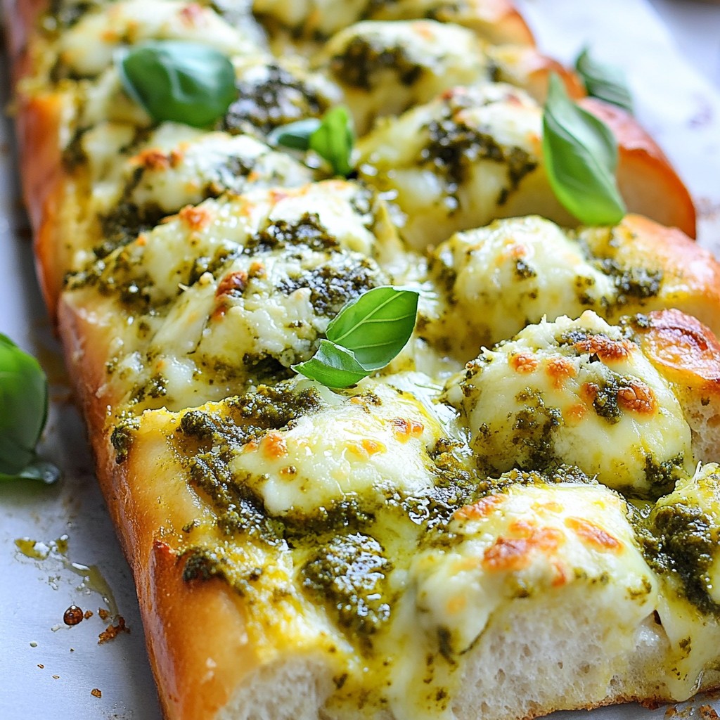 Cheesy Pesto Stuffed Garlic Bread Flavorful Delight