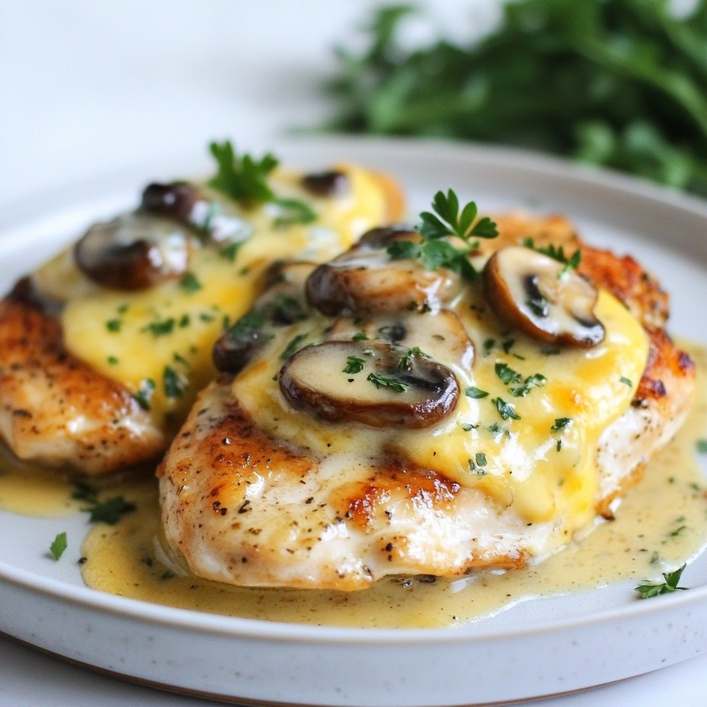 Creamy Mushroom Swiss Chicken Delicious and Simple Meal